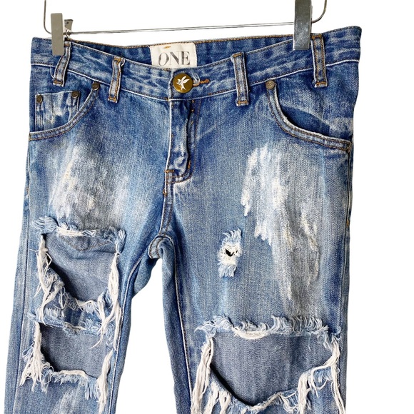 ONE TEASPOON Trashed Freebirds in Cobain Distressed Zip
Ankle Jeans size 26 - Picture 6 of 16